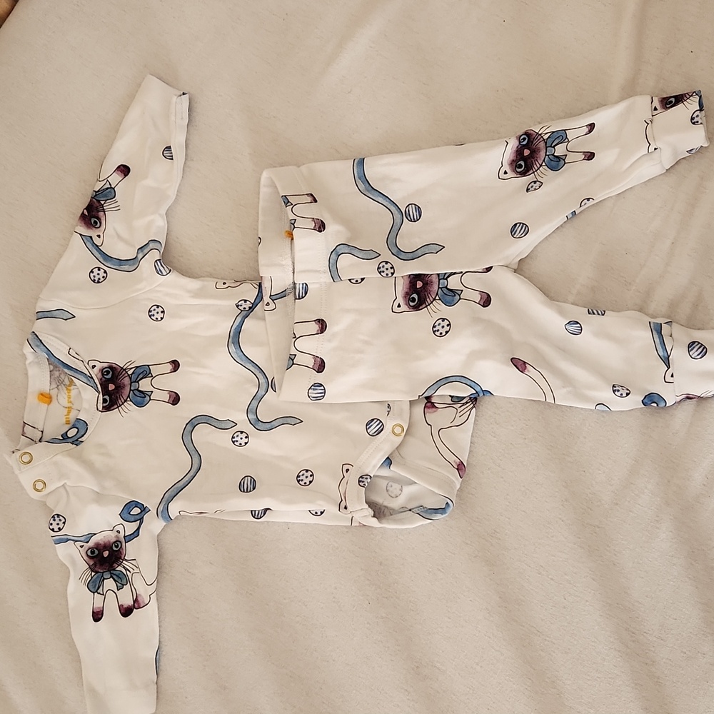 Mini Rodini Baby Cat set, pants and onesie